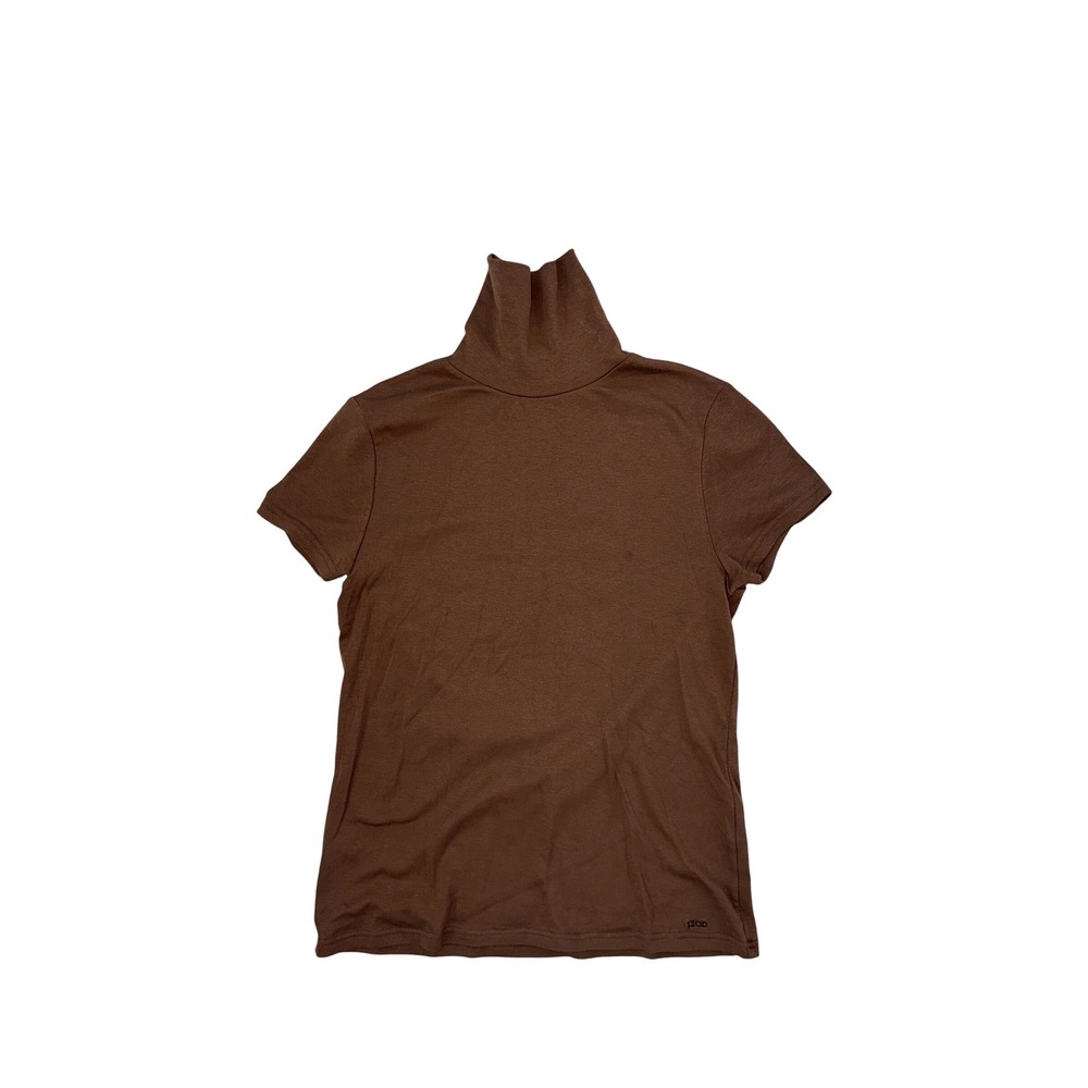 IZOD Golf Classix Brown Short Sleeve Turtleneck Stretch Top Women's Medium
